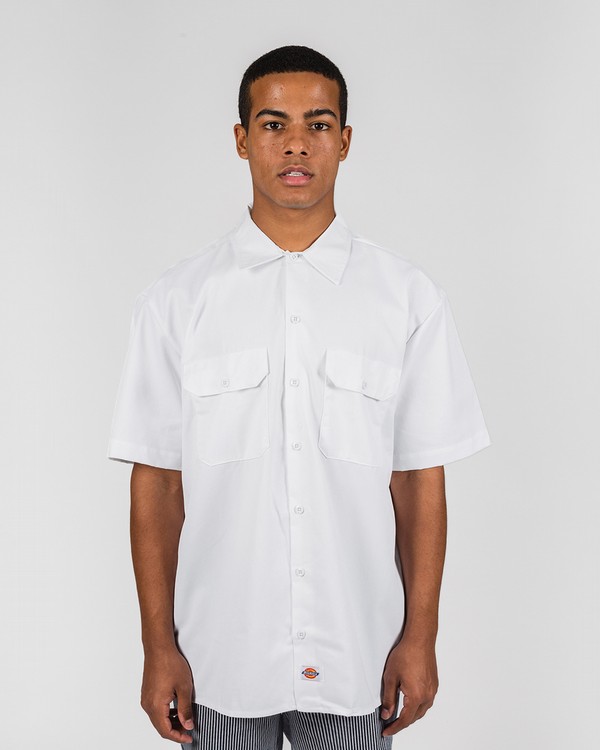 Dickies white work hot sale shirt short sleeve