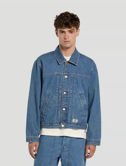 Trucker Pleated Denim Jacket