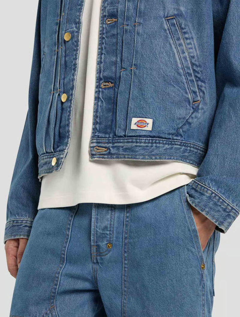 Trucker Pleated Denim Jacket