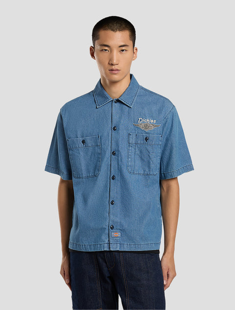 Dickies x Harley-Davidson® Boxy Fit Chambray Embroidered Work Shirt