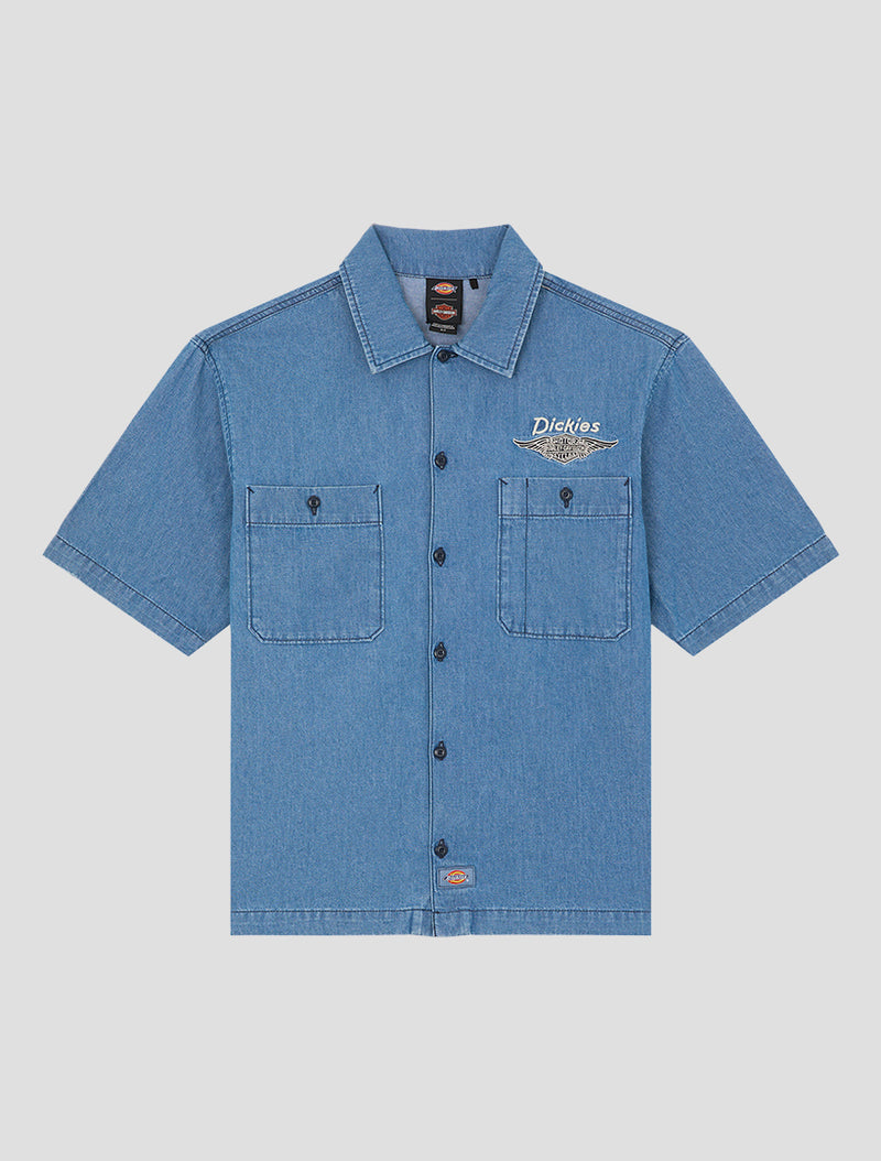 Dickies x Harley-Davidson® Boxy Fit Chambray Embroidered Work Shirt