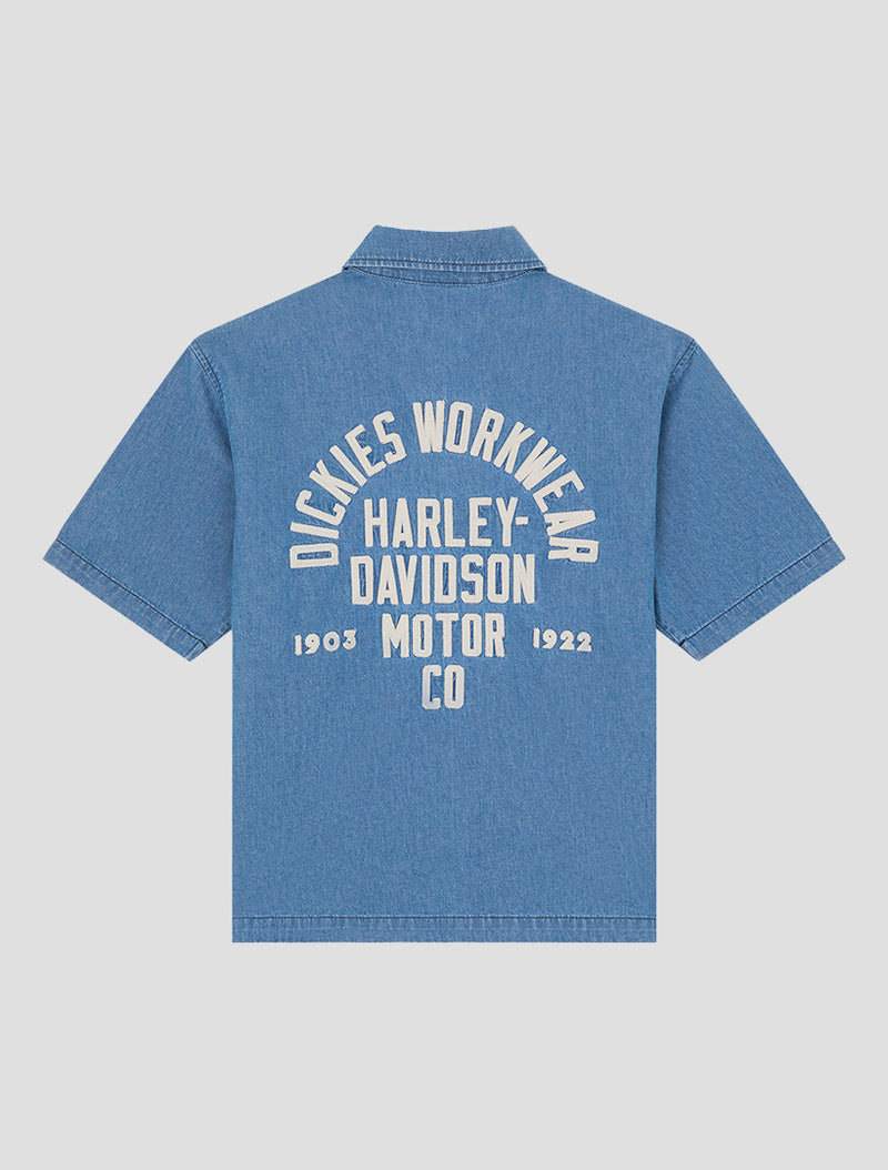 Dickies x Harley-Davidson® Boxy Fit Chambray Embroidered Work Shirt