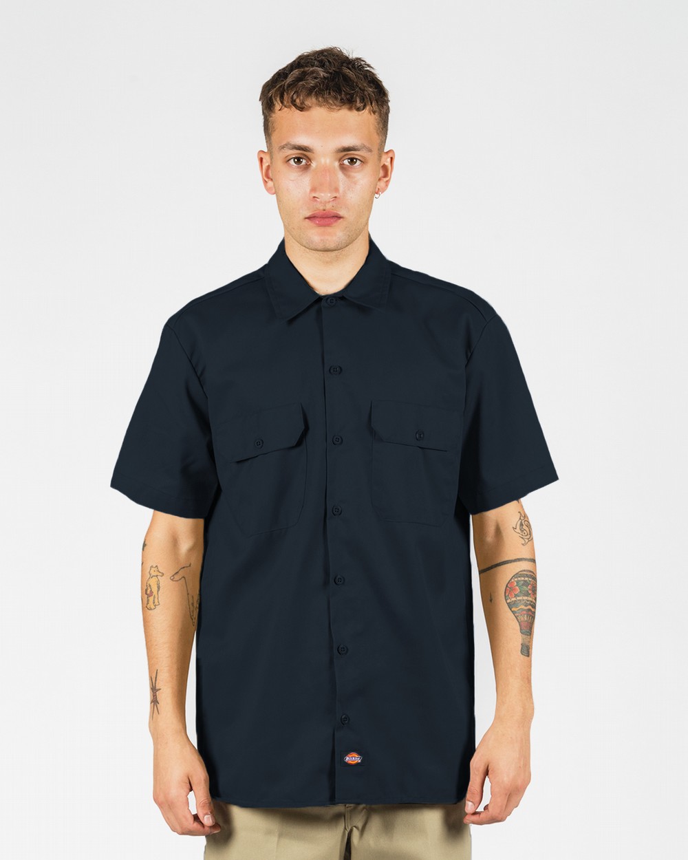 dickies short sleeve work shirt navy blue